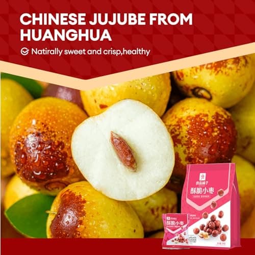 BESTORE Crispy Jujube Dates Seedless Natural Dried Crispy Dates Individually Wrapped No Added Sugar 3.52 oz