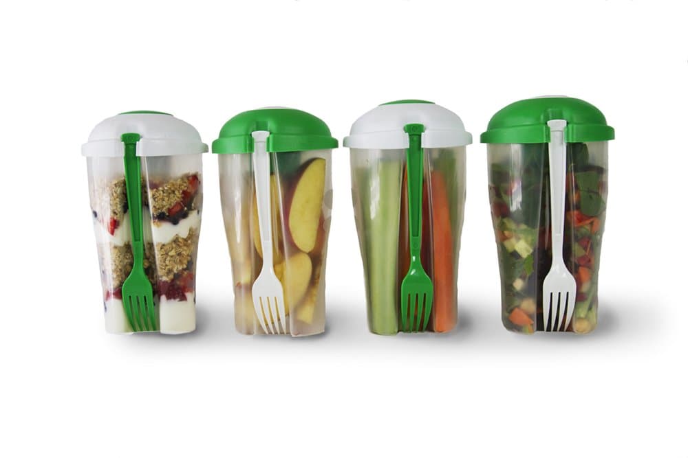 2 Pack Salad Container Set with Dressing Containers & Forks