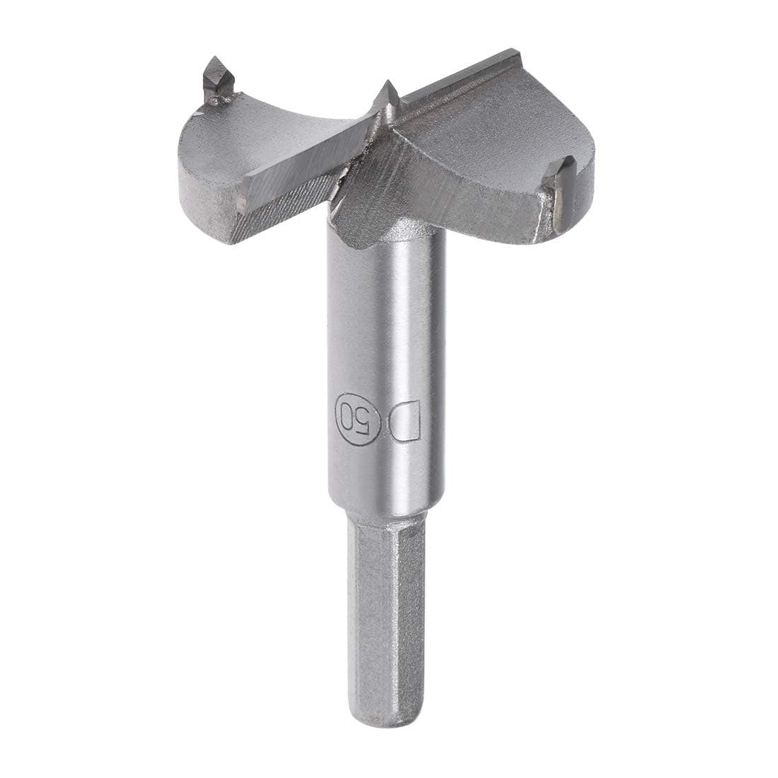 sourcing map Forstner Drill Bits 50mm, Tungsten Carbide Wood Hole Saw Auger Opener Woodworking Hinge Hole Drilling Boring Bit Cutter Gray with Case