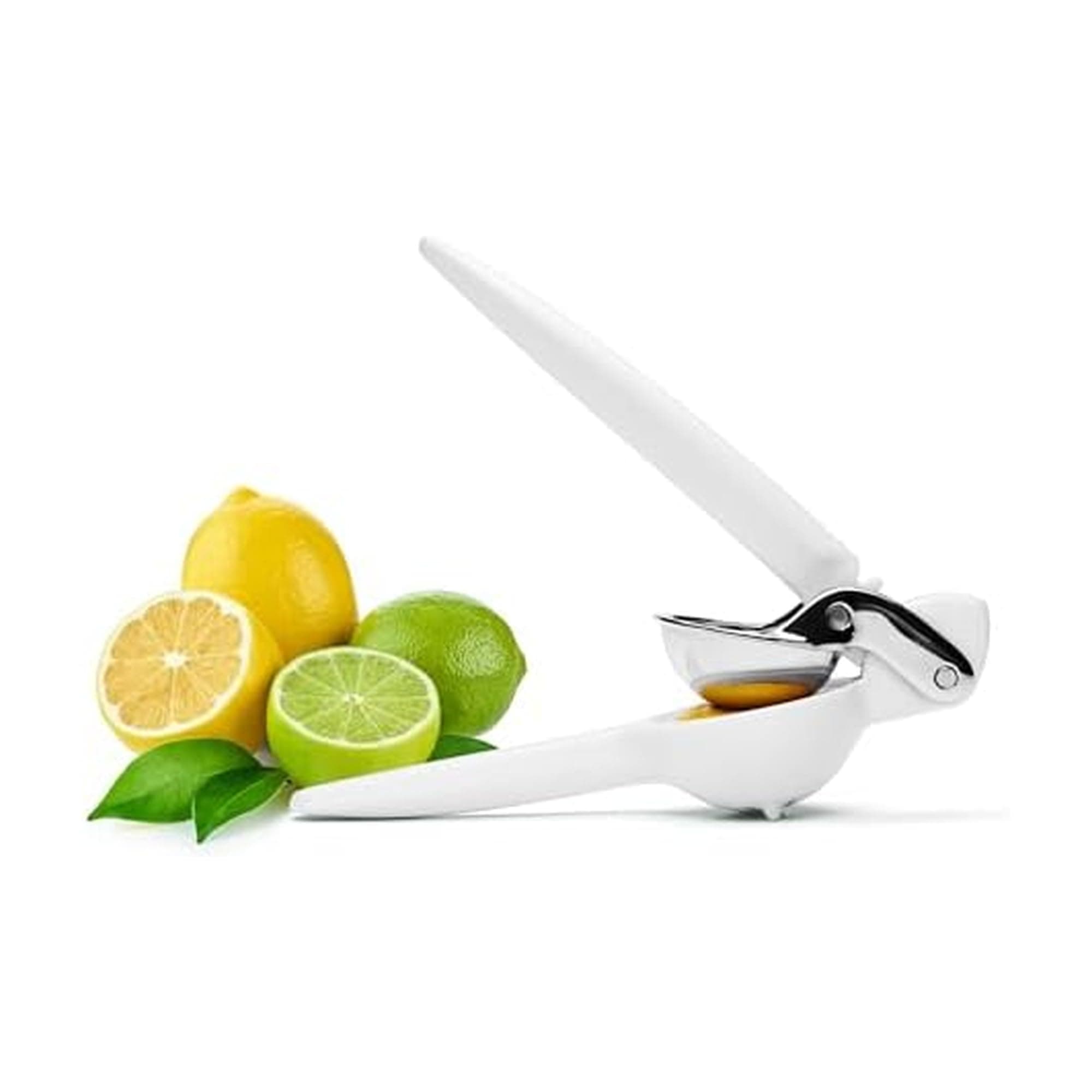 Chef'n FreshForce Lemon Squeezer Citrus Juicer, Manual Hand Press with Dual-Gear Power for Maximum Juice Extraction, Durable, Baking White