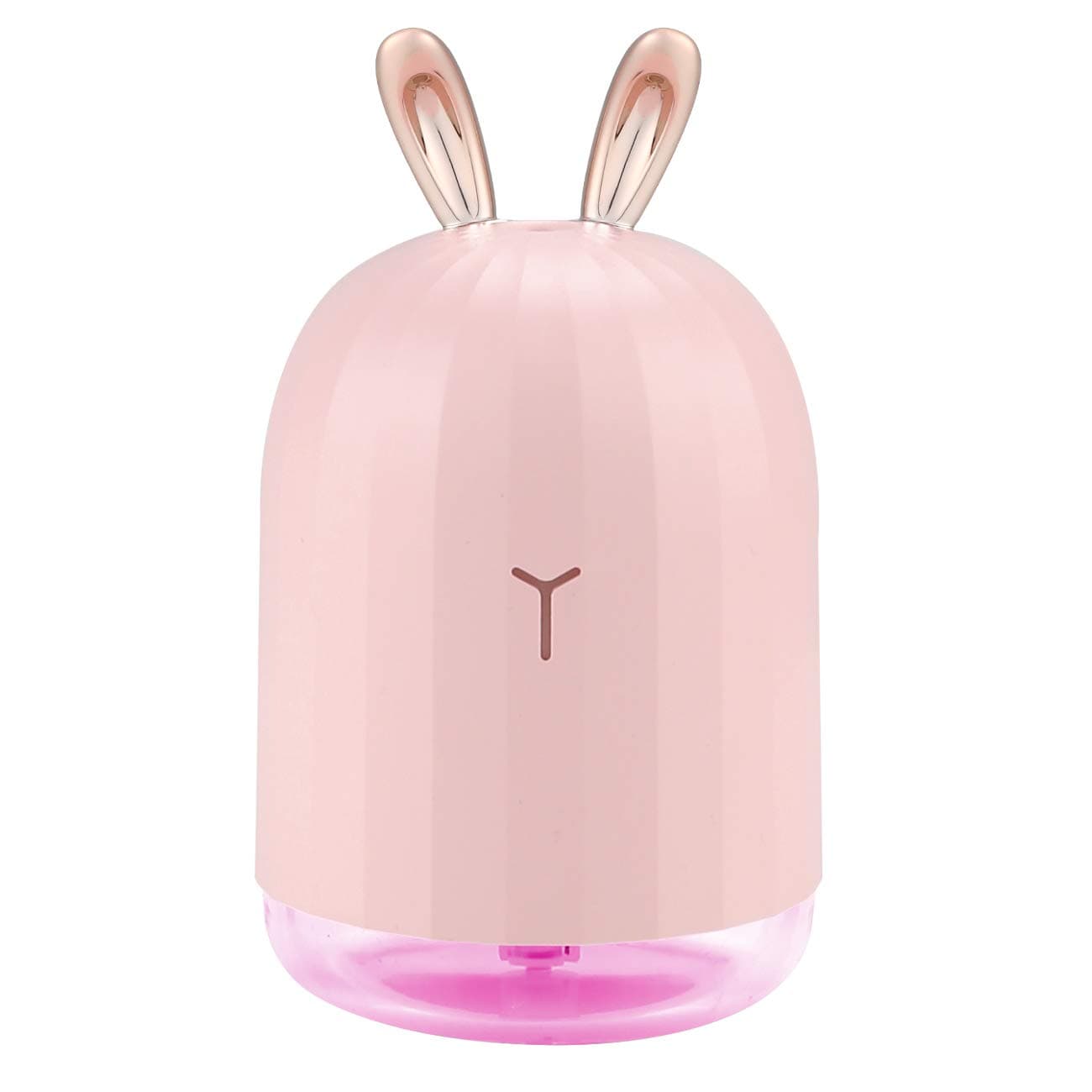 Humidifier Cute Cool Mist Essential Oil Diffuser, 220ml Aroma Essential Oil Cool Mist USB Humidifier, Waterless Auto Shut-off and 7 Color LED Night Lights Changing for Home Office Baby(Pink)