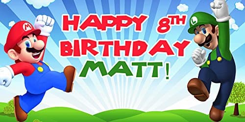 Super Mario Bros Personalized Birthday Banner/Backdrop