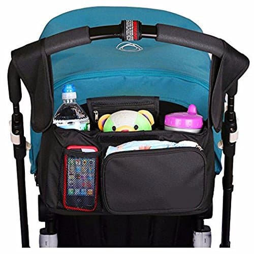 Best Stroller Organizer for Baby- Universal Strollers Storage Bag Carry All with Insulated Premiun Deep Cup Holders and Mesh Pockets