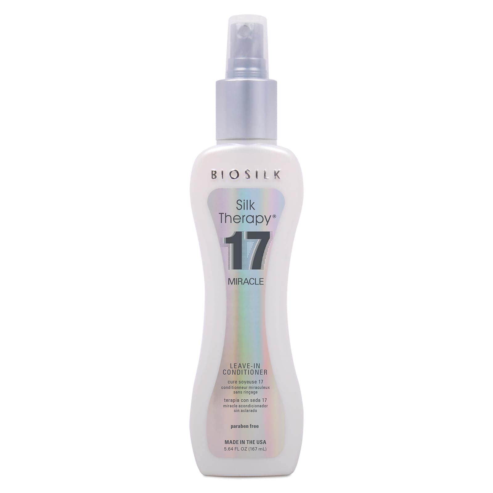 BioSilk Silk Therapy Miracle 17,Leave-In Conditioner for Dry & Damaged Hair,Reconstructs,Repairs & Hydrates, Adds Shine,Controls Frizz & Defines Curls, Sulfate-Free, Paraben-Free, Cruelty-Free,5.64 Oz