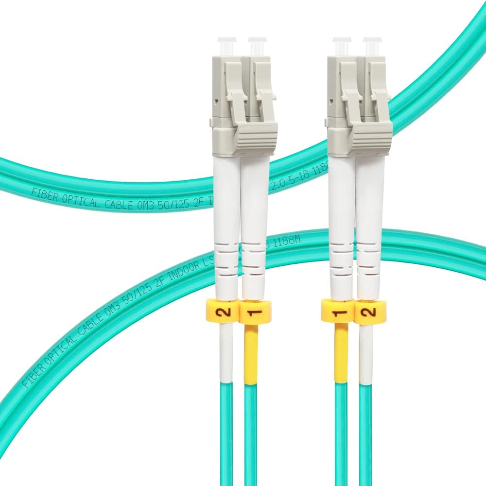 FLYPROFiber- LC to LC Fiber Patch Cable 1M/3ft, OM3 Multimode Fiber Optic Cable Cord, 10GB/40GB, Duplex, 50/125um, LSZH, Options: 0.2m-200m