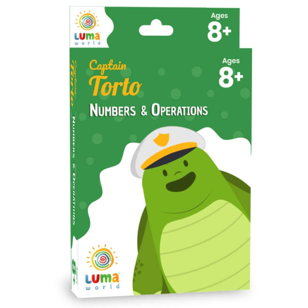 Luma World Captain Torto Educational Game-Based Math Flashcards with a Fun Magic Glass to View Hidden Numbers for Ages 8+ Years to Learn Grade 3 Numbers and Operations, Set of 50 Cards