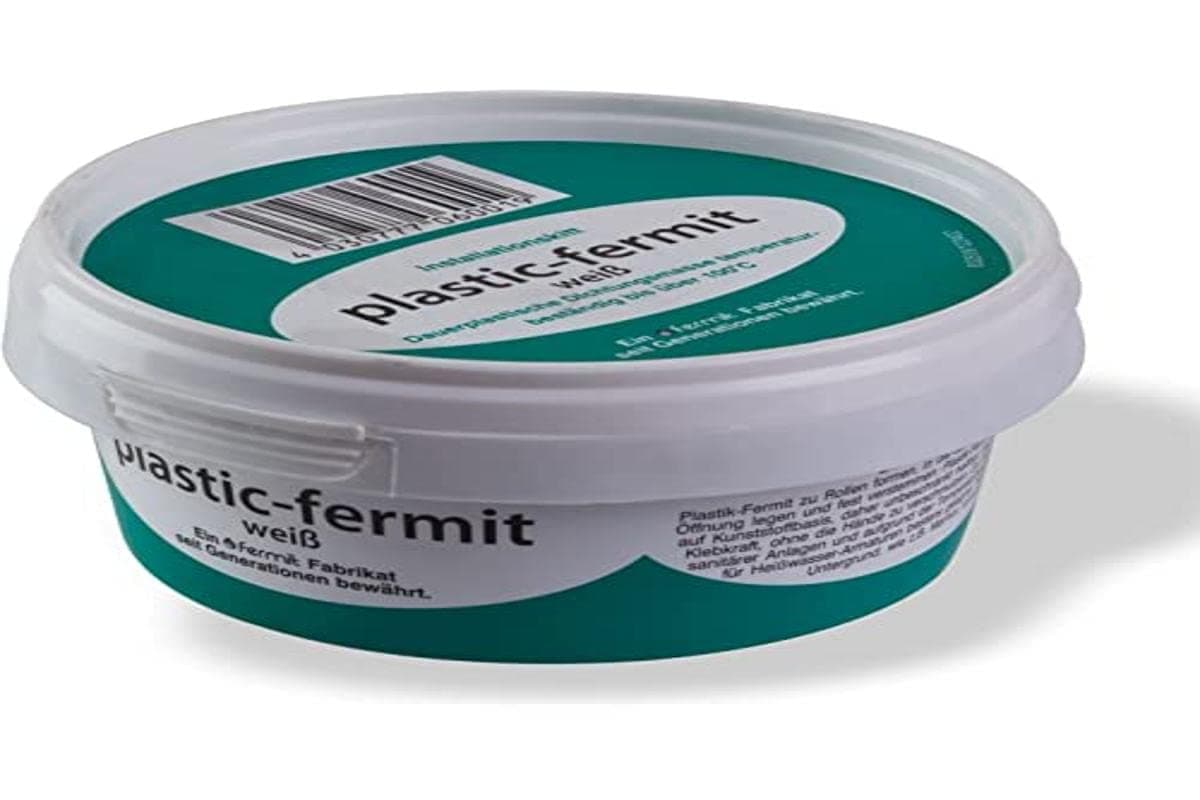 K11021 Plastic fermit White, Permanent Plastic sealant, Temperature Resistant up to Over 100 °C (500 g can), medium-sized