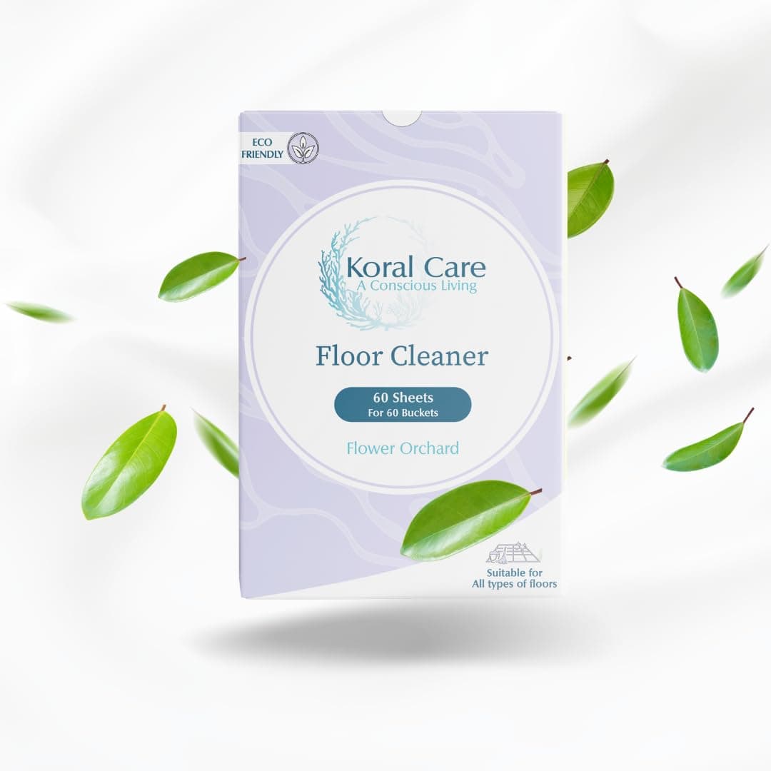 Eco-Friendly Floor Cleaner Sheets|60 Sheets (= 2 Months)|Baby & Pet Friendly| Removes Hard Water Stains| Suitable for all surfaces -Marble, Wood etc|Free of Ammonia, Chlorine|Flower Orchard