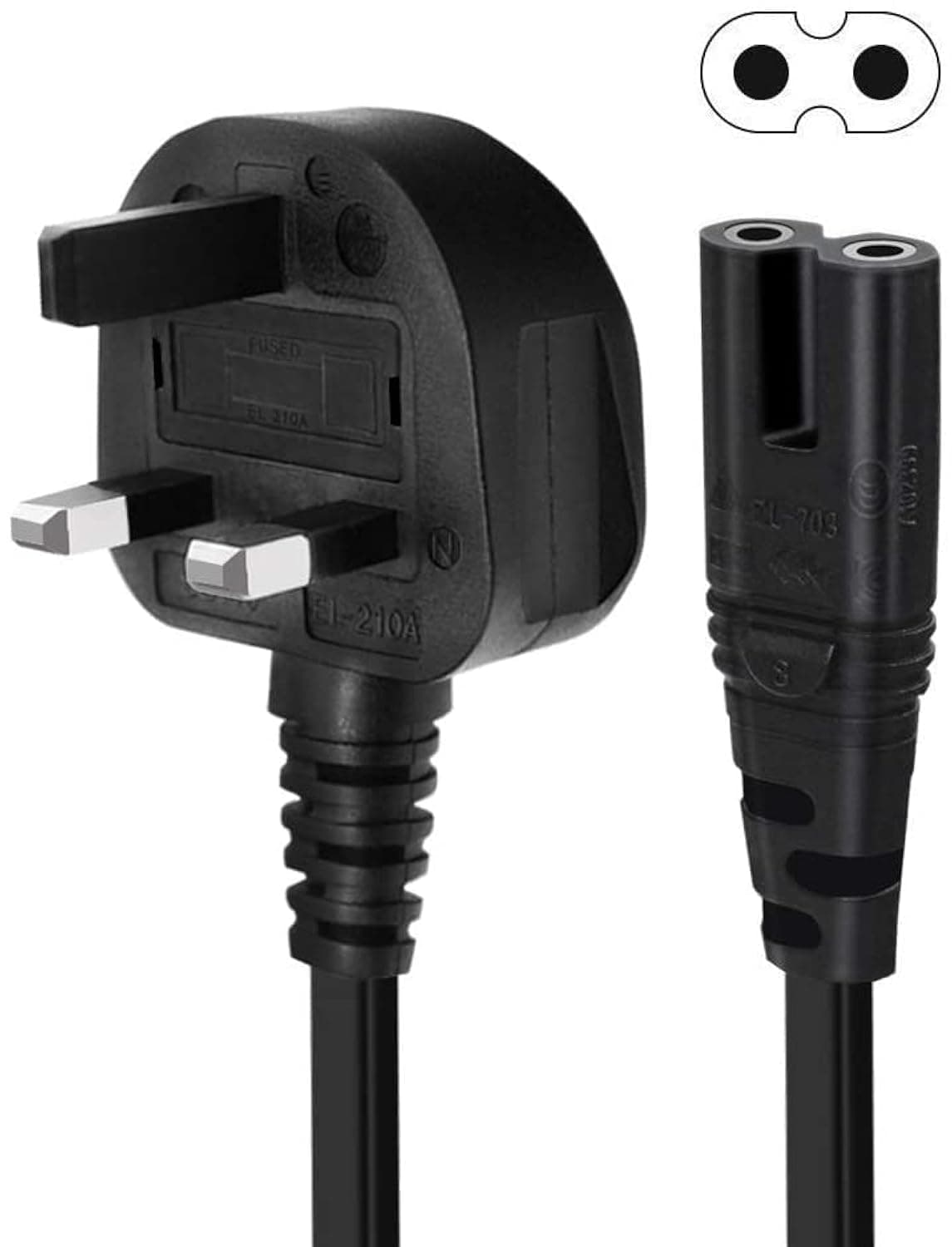 NTECH 1Pcs 5Meter Power Cable 3 Pin IEC/C7/UK Mains Plug to Figure 8 Connector Socket Power Cord Leads For Samsung/LG/TCL/Sony/TV/PS5/PS4/PS3/PC/Monitors Computer Printer Camera Home Audio Etc