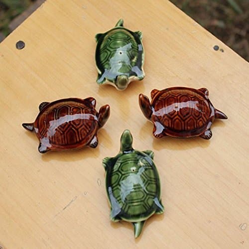 Shihua Ceramic Tortoise Pattern Chopsticks Rest Spoon Fork Knife Holder Rack Practice Furnishing Articles (4pcs)