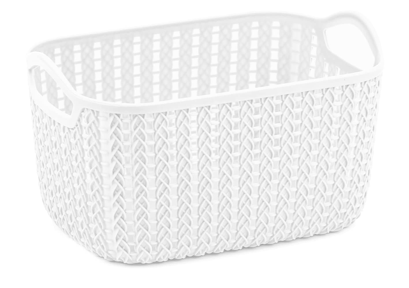 Blue Canyon Multi Purpose Home Lace Storage Baskets With Handles For Easy Carrying (4L White)