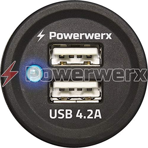 Panel Mount Dual USB 4.2A Device Charger Ports for 12/24VDC Compatible with Phones, Tablets and Other USB Powered Devices