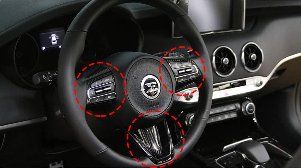 Zenocide Black 3Pcs Car Steering Wheel Handle Protector Decal Sticker for Kia Stinger 2018