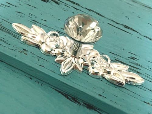 Cabinet Pull Antique, Cabinet Pulls Knob Glass Crystal Drawer Knob Dresser Pulls Cabinet Knob Flower Back Plate Silver, Material zinc Alloy/Glass