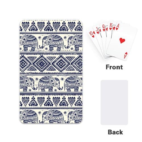 Elephant Art on Aztec Pattern Personalized Playing Cards Design With Single Side 2.1"x 3.5"