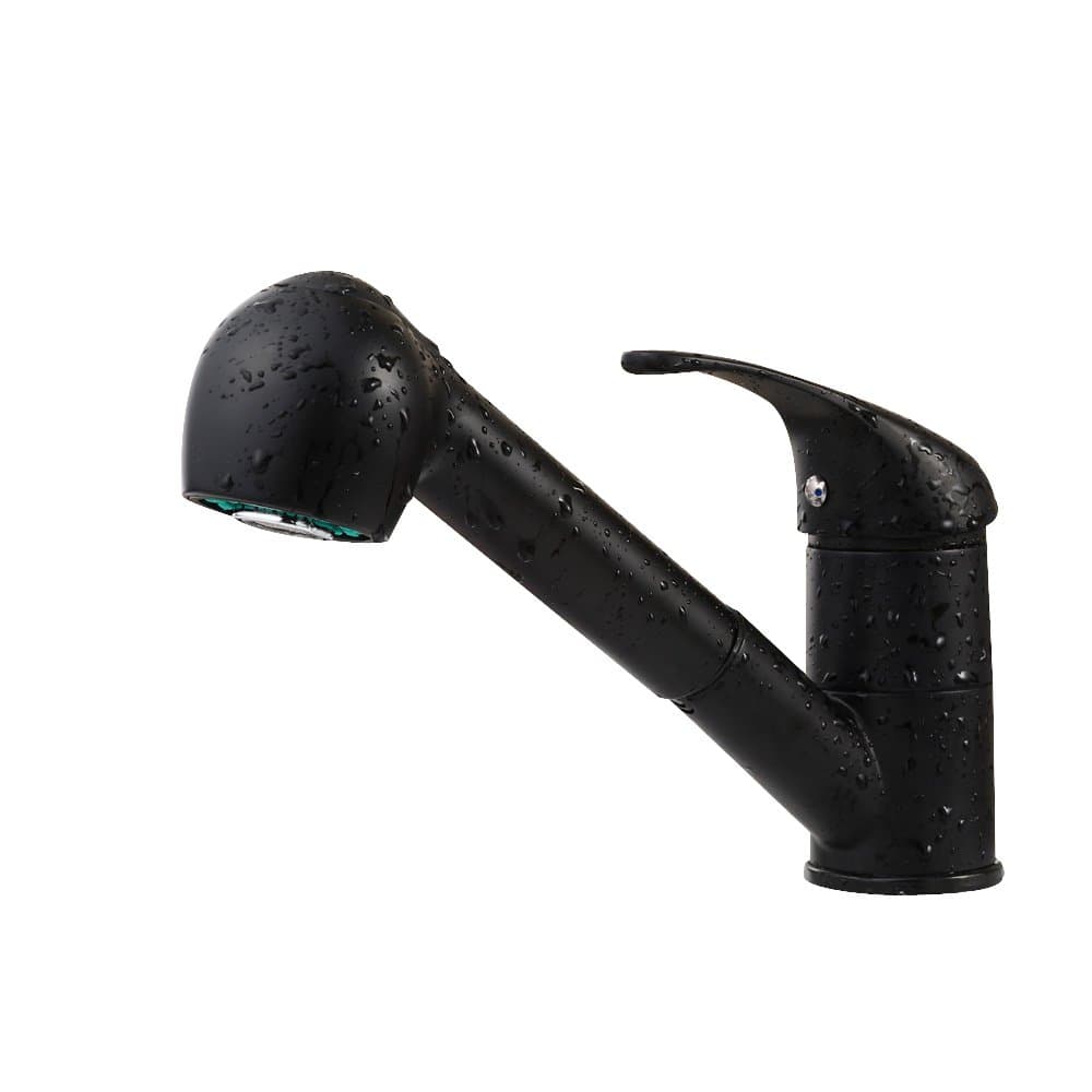 6'' Bathroom Sink Faucet with Spayer Brass Single Handle Pull Out Bar Sink Faucet, Black AMB3270