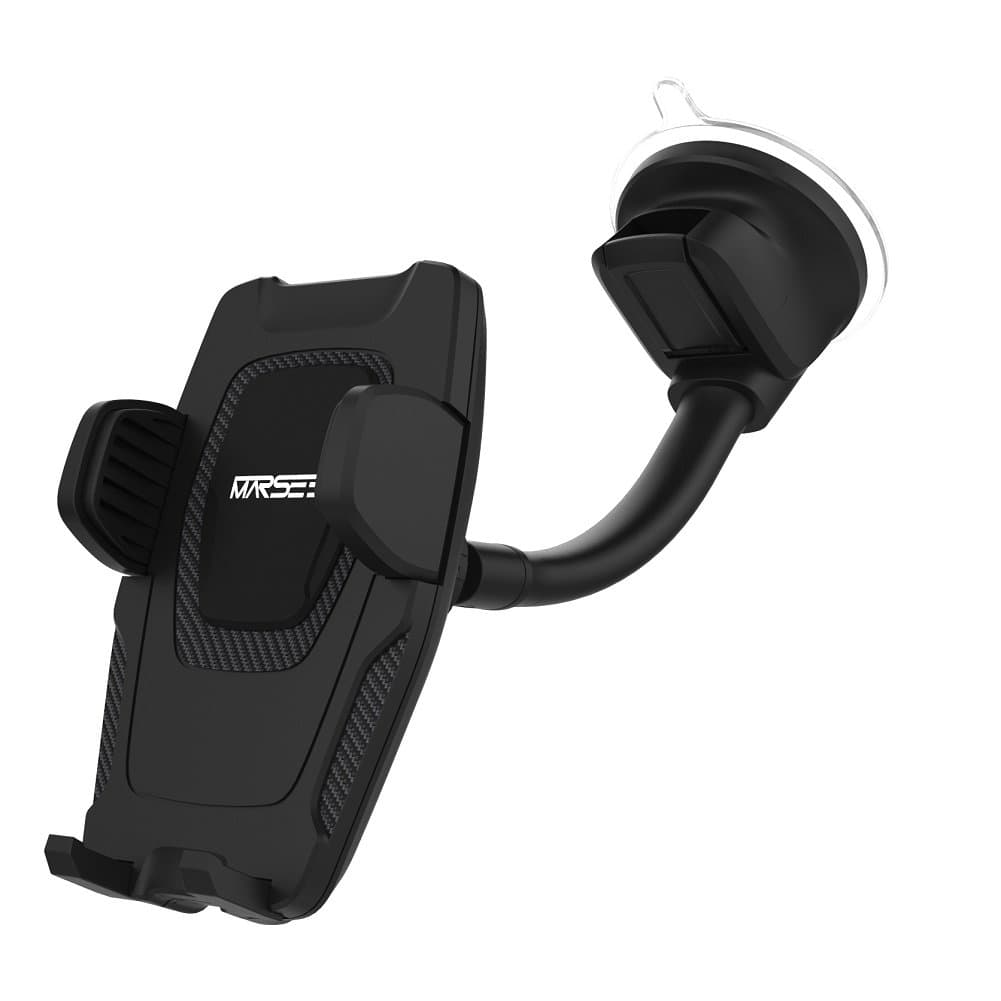 Marsee Car Phone Mount, Windshield Mount/Dashboard Mount Car Phone Holder with Gravity Self-Locking One-Touch Design and Anti-Skid Base for iOS Android Smartphone,Universal Car Mobile Phone Cradle