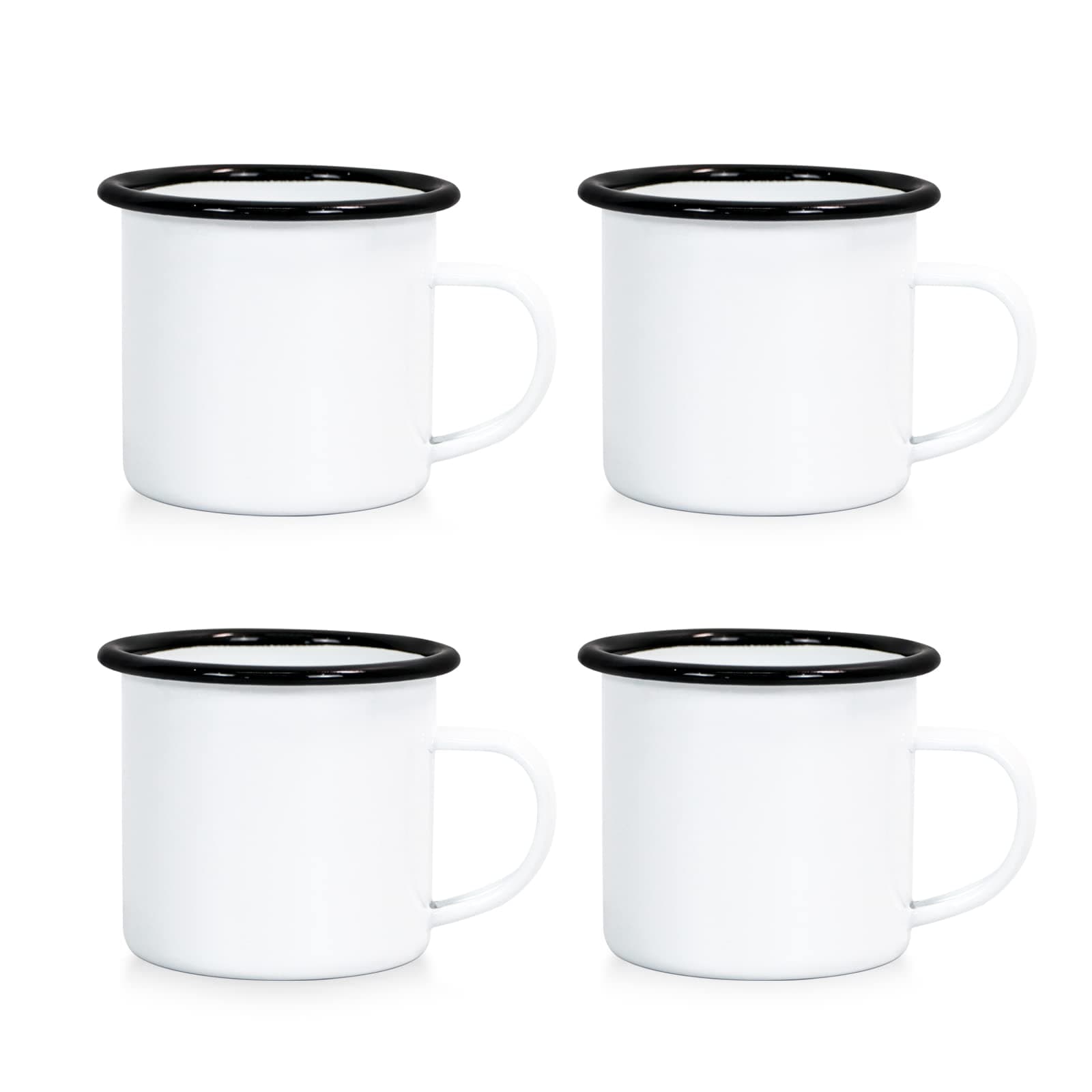 4 Pack Sublimation Blanks Enamel Mug 12 OZ with Black Rim Camping Travel Coffee Metal Mug Can be used as a gift for Christmas Thanksgiving Mother's Day Father's Day