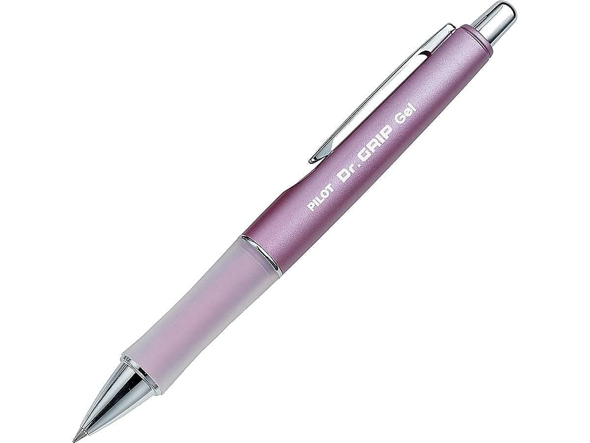 PILOT Dr. Grip Refillable & Retractable Gel Ink Rolling Ball Pen, Fine Point, Metallic Mauve Barrel, Black Ink, Single Pen (36273)