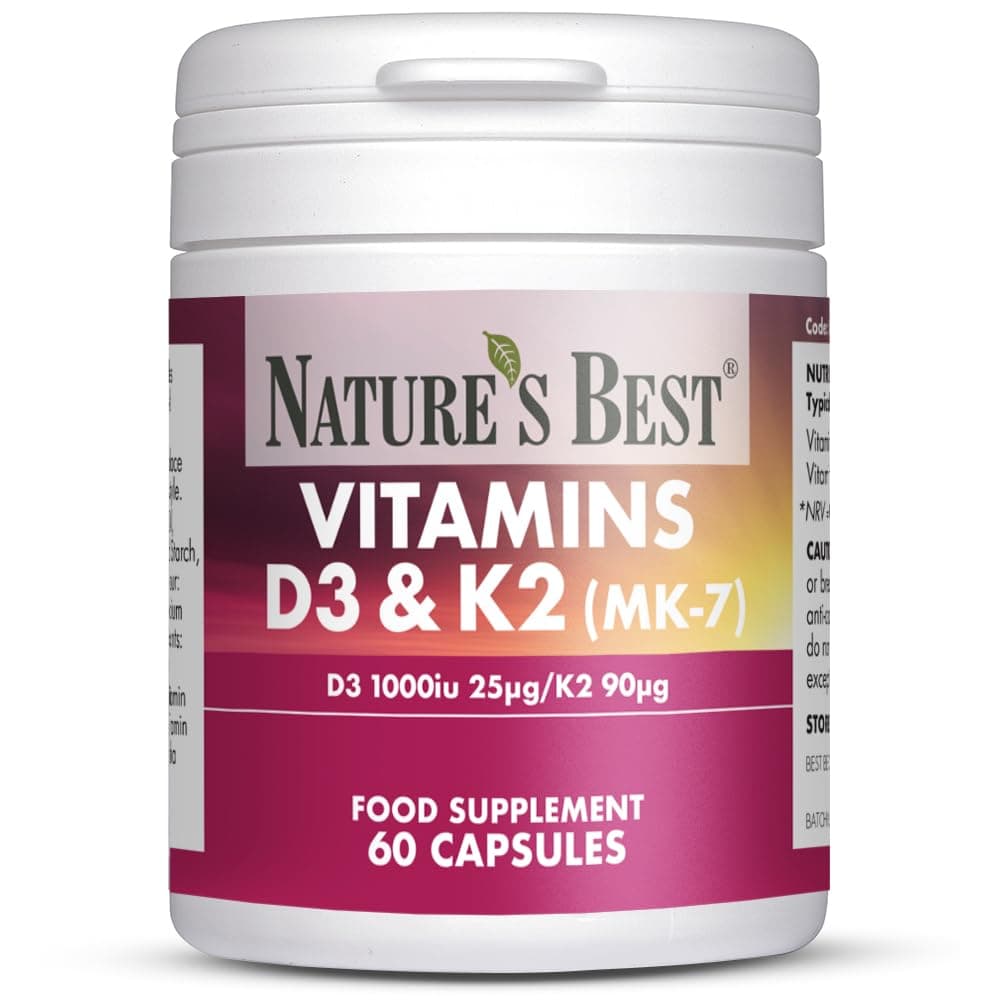 Nature's Best Bone & Immune Boost - High Strength Vitamin D3 1000iu & K2 90µg - Optimal Support for Bones, Teeth, and Immune Function - UK Made - 60 Capsules (2 Months' Supply)
