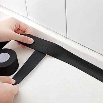 Black Caulk Tape Waterproof Self Adhesive Peel & Stick Sealing Strip for Kitchen Countertop Sink Backsplash Bathtub Floor Toilet Vinyl Tile Bathroom Decor, Better Than Silicone Sealant Caulking Tube