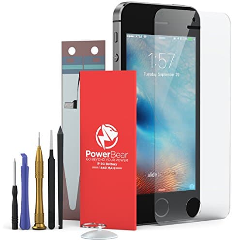PowerBear Replacement Battery Compatible With iPhone 5 [1440 mAh] New Backup Battery Kit (For Models: A1428, A1429, A1442) Repair Kit Tools Included [24 Month Warranty]
