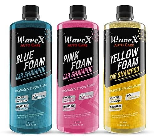 WaveX Colour Foam Car Shampoo Combo (1L) | High Foaming, pH Balanced, Paint-Safe Car Wash Shampoo for All Vehicles