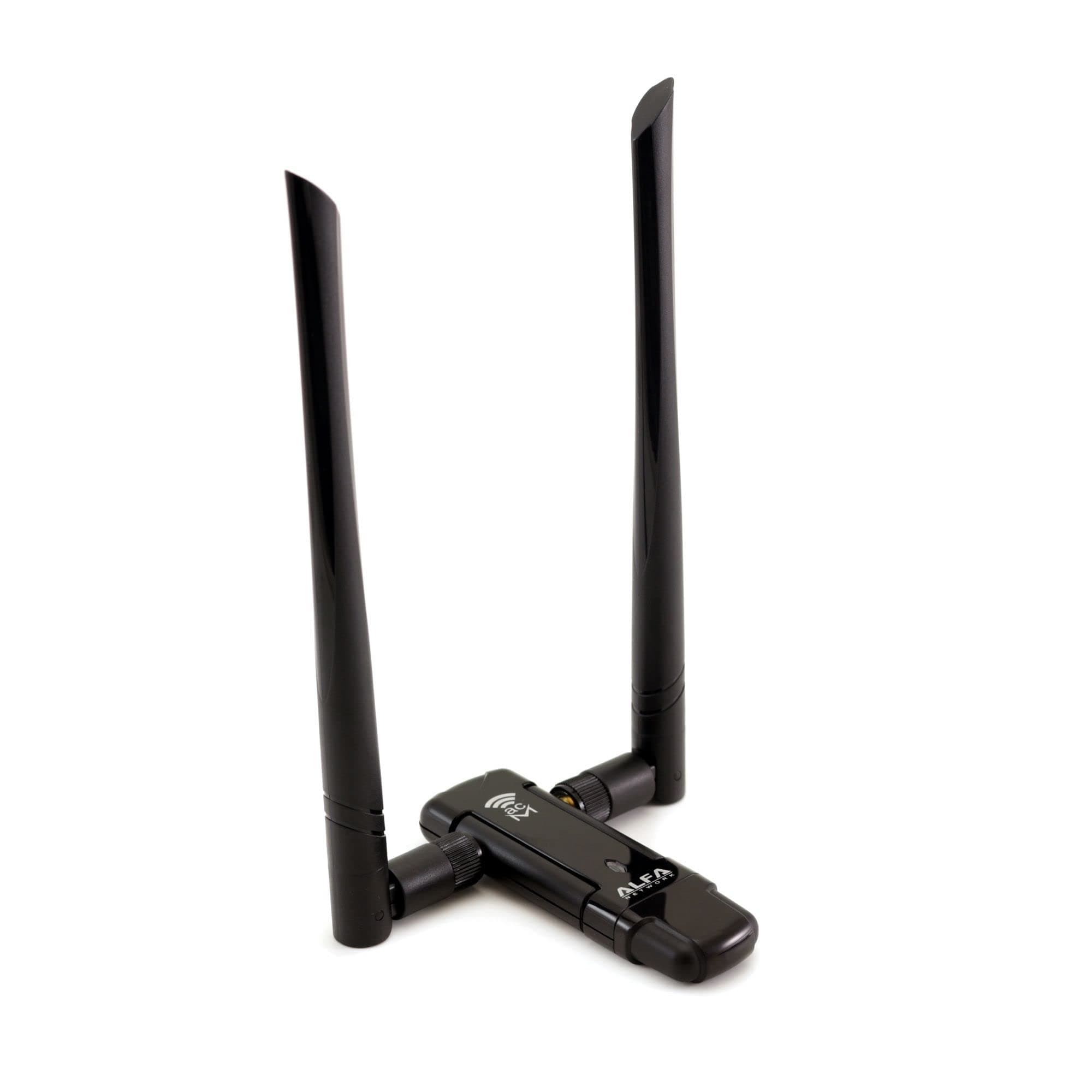 Alfa Long-Range Dual-Band AC1200 Wireless USB 3.0 Wi-Fi Adapter w/2x 5dBi External Antennas - 2.4GHz 300Mbps / 5Ghz 867Mbps - 802.11ac & A, B, G, N