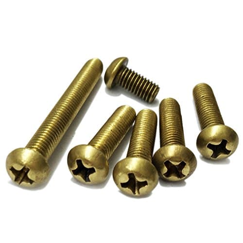 M4 x 10mm Phillips Pan Head Machine Screws,Brass,Metric,Full Thread,Right Hand,Pk 100
