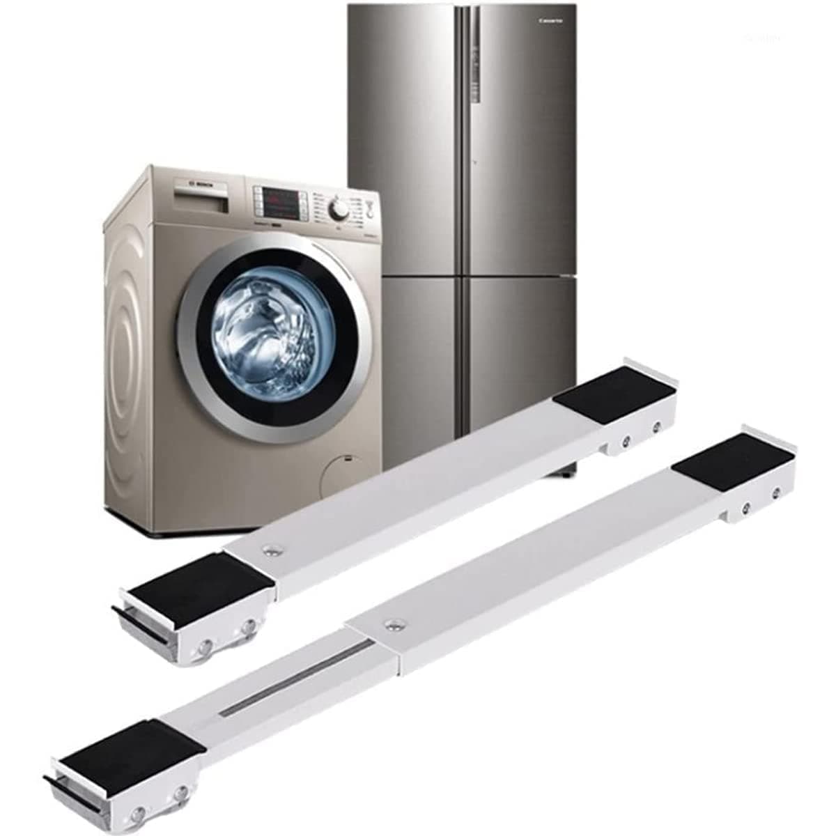 Kriq Movable Washing Machine Refrigerator Mobile Base, Washing Machine Stand Multi-Functional Movable Adjustable Base For Washing Machine Refrigerator And Dryer. (WHITE)