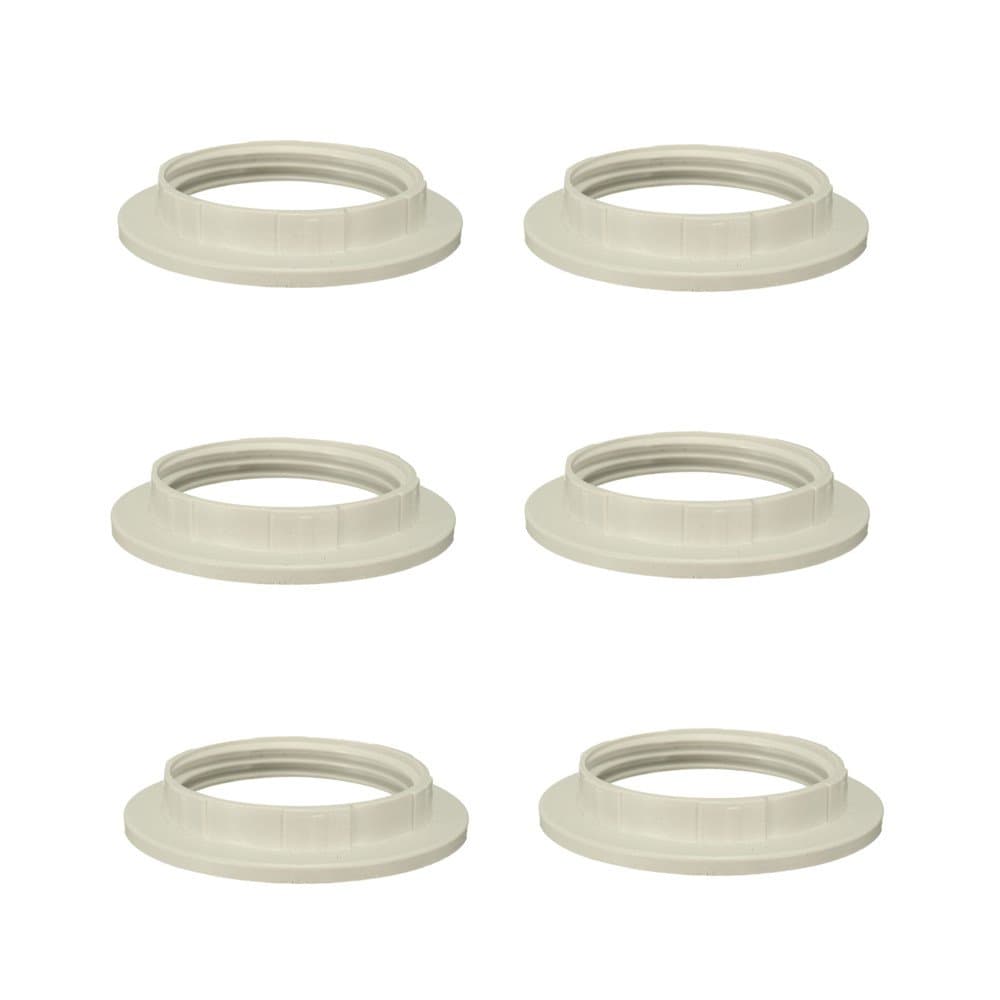 EFINEHOME Efine 6 Pack Socket Screw Bulbs Edison Retro Pendant Lamp Holder Trap Black Twist and Lock E26 E27 Socket Replacement Ring(White)