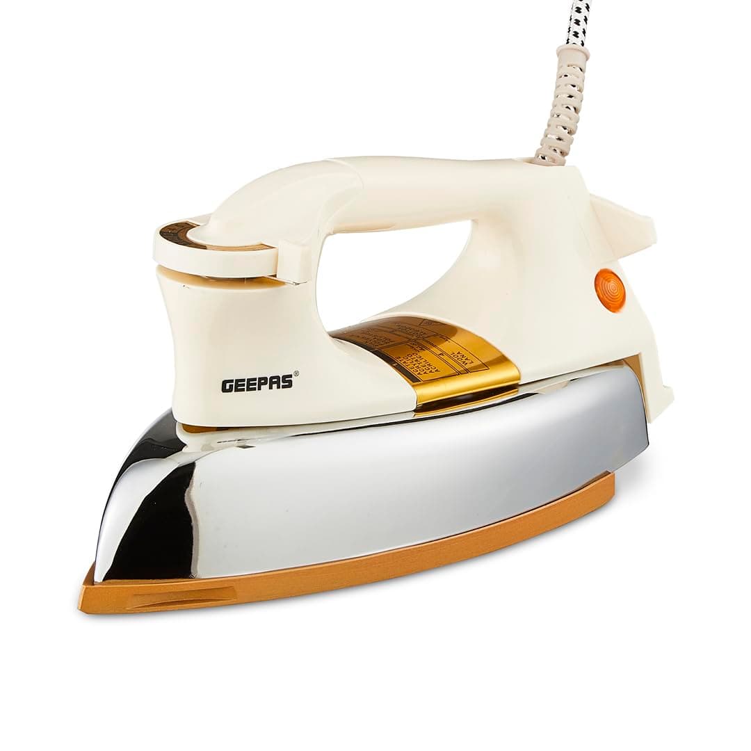 Automatic Dry Iron- GDI23011| Iron Box with Temperature Settings Dial and Auto Shut Off Function|Suitable for All Kinds of Fabric|7 Years Warranty, White and golden