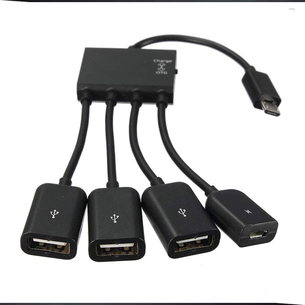 JIMAT Micro USB Host USB OTG 4 Port Cable Cord Adapter Connector Compatible for S4 S5 S6 Android Tablet Smartphone Supports OTG Function | Charging and Data Sync Transfer |