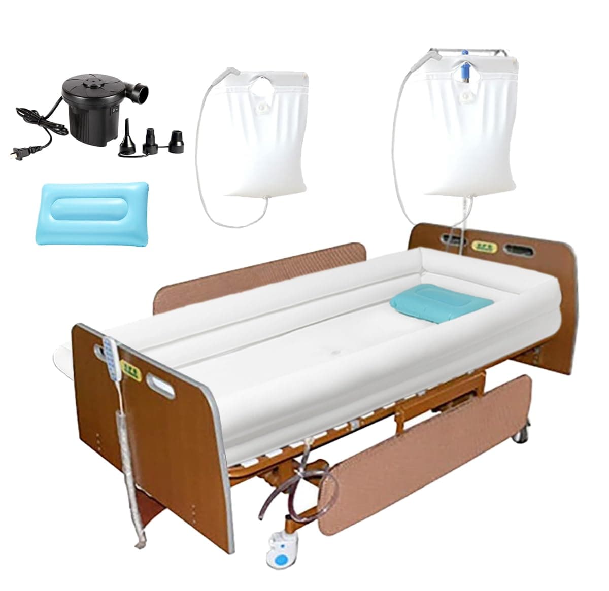 Inflatable Shower Bathtub Kits, Large Bathing Basin System for Bedridden, Handicap, Elderly, Disabled Patients Body Washing, Caregiver Assistive Aid