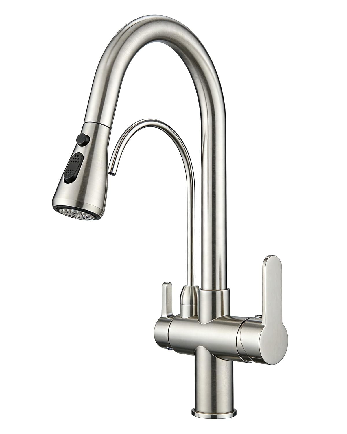 Modern Kitchen Faucet Pull Down Kitchen Sink Faucet Dual Handle 3 in 1 High Arc Water Filter Purifier Faucets Brushed Nickel 0195SN