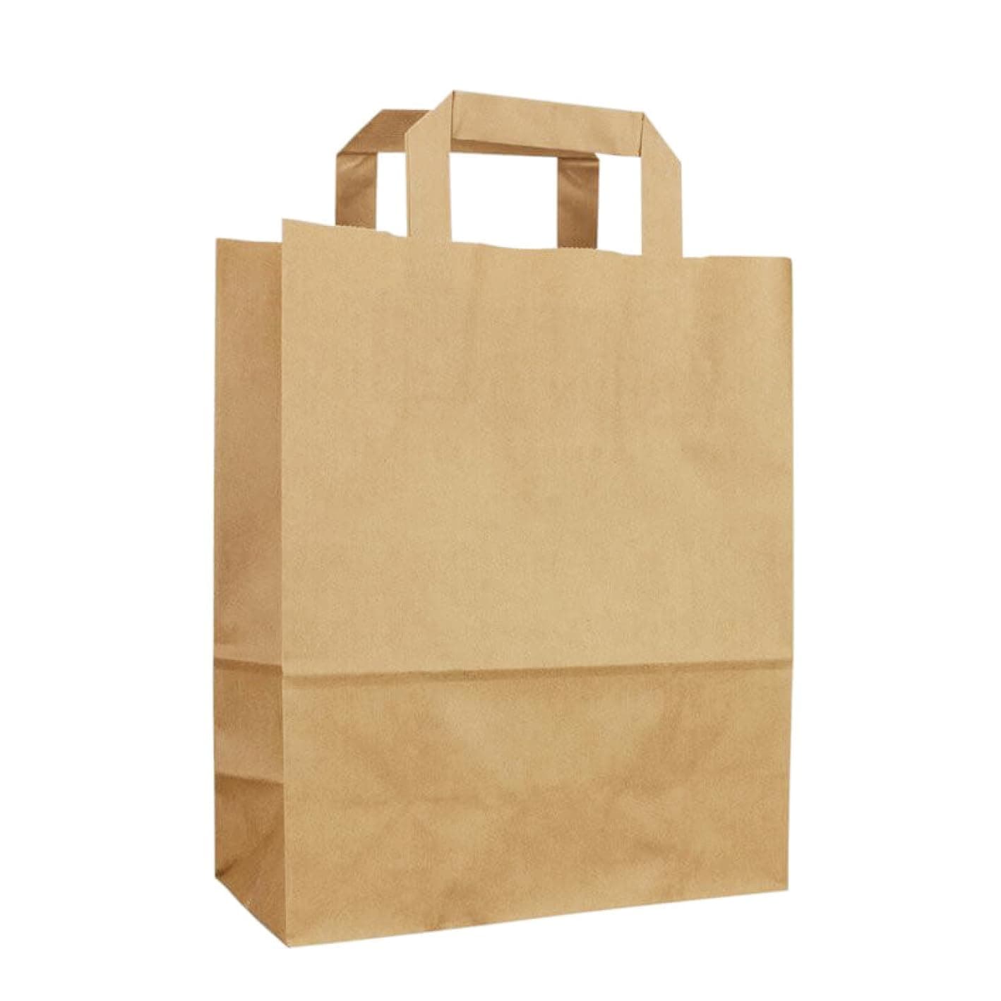 Kraft Paper Bag with Flat Handle 25-Pieces, 29 cm x 30 cm x 16 cm Size, Brown