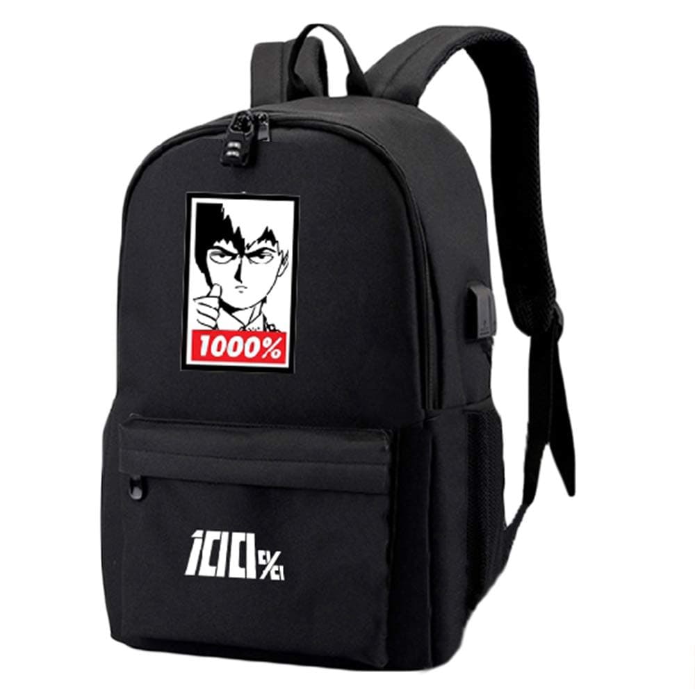 Unisex Mob Psycho 100 Backpacks Casual Daypack Multifunctional Backpack Anime Student Backpack Simple Style School Bag (Color : Black04, Size : 48 X 30 X 18cm)