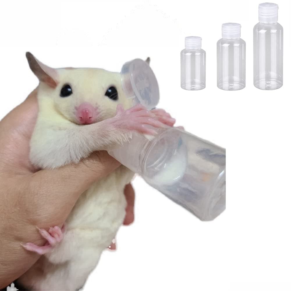 3 Pack Sugar Glider Nursing Bottle - Plastic Milk Feeding Bottle with Flip Cap Pet Nursing Kit Water Feeder Pill Shooter Dispenser for Newborn Small Animal Squirrel Hamster Rabbit (3)
