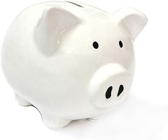 Ceramic Plain Piggy Bank in Gift Box Coin Money Piggy Bank(White)