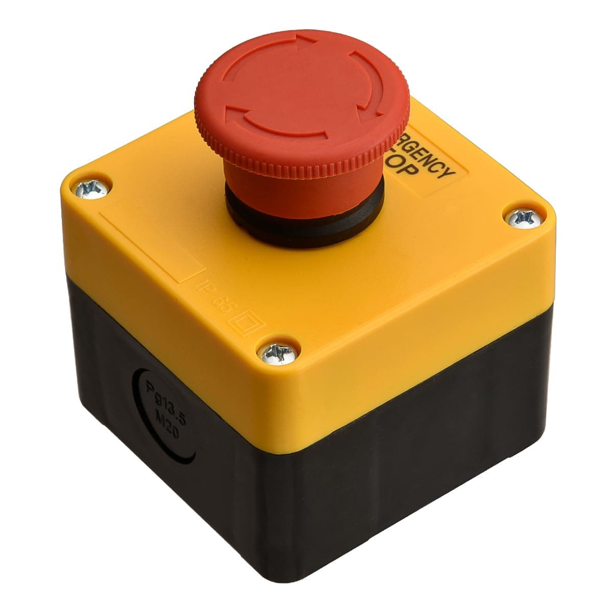 Red Sign Emergency Stop Push Button Switch 660V 10A with Protective Box,1NO 1NC (Latching)(Turn to Reset)