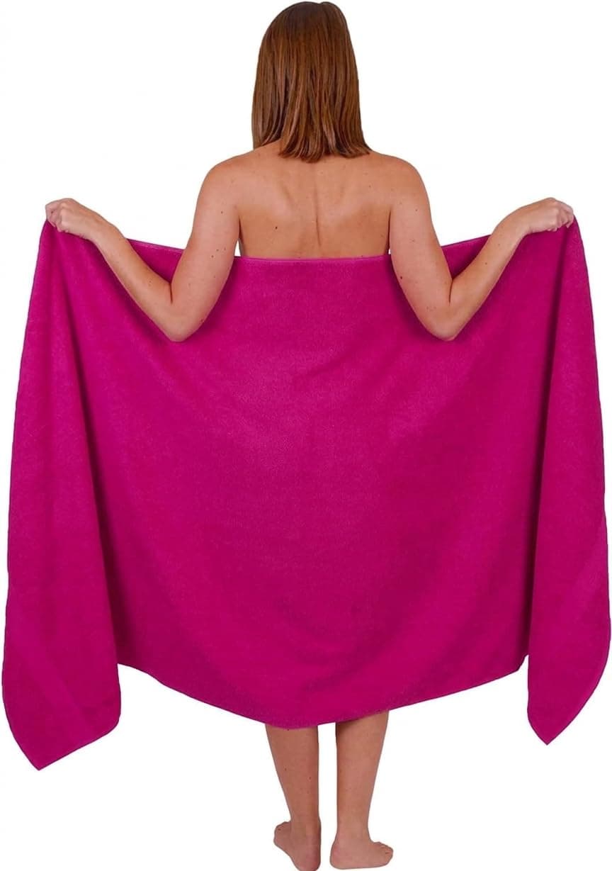 Extra Large Bath Sheet 100 x 200 cm Super Jumbo Big Bath Sheets Towels Beach Body Wrap XL Bath Towels 600-GSM (Pink)