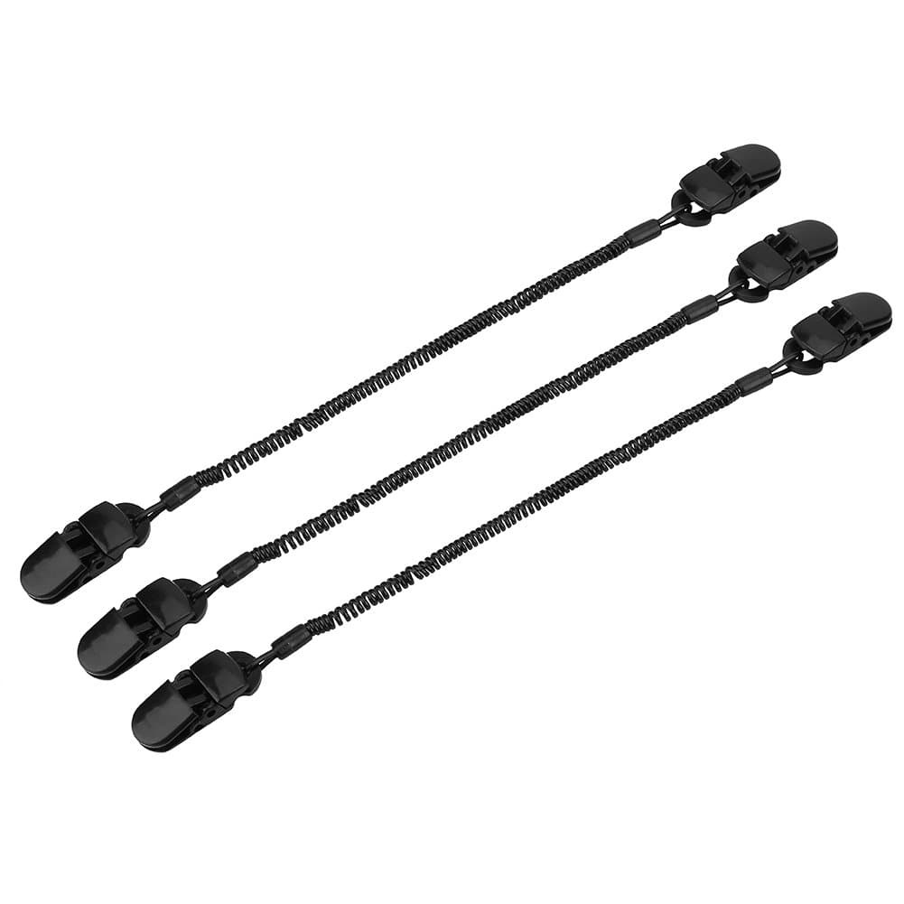 VGEBYRetainer, 3Pcs Hat Strap Cord Retainers Keeper with Clips Coiled Cord Chin Straps for Hats for Fishing Boating Sailing Climbing Black L
