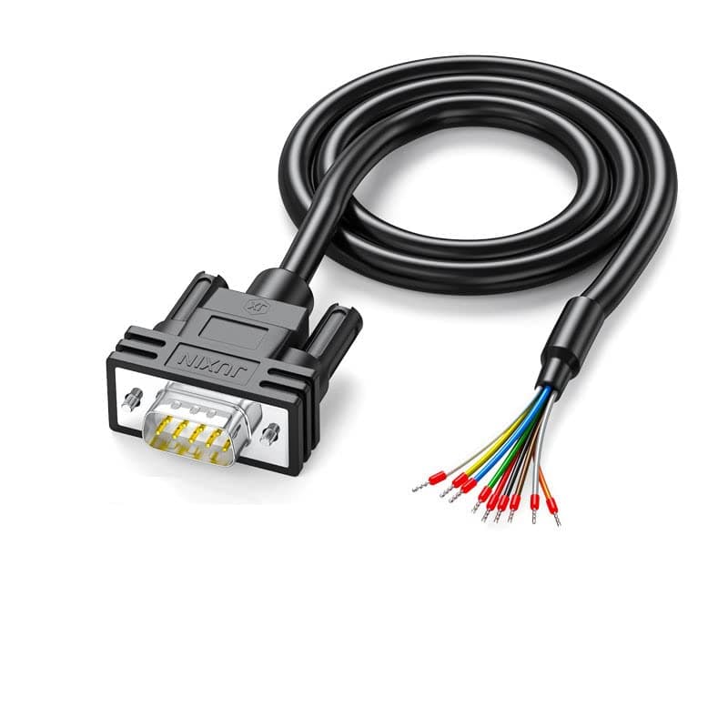 DB9 Male Connector RS232 Serial Extension Cable,D-SUB 9-Pin Male adapter to Bare Wire, 9 Wire All Provided With Wiring Terminals-Black (DB9 5FT)
