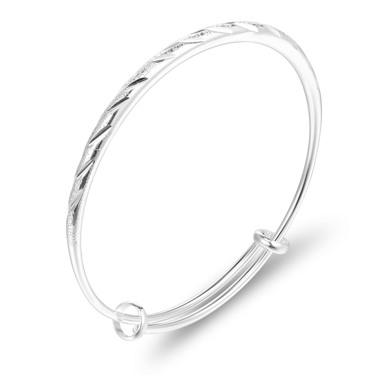 Silver Bangle Bracelet - Adjustable Fit All Size, Fidget Bracelet Anxiety Relief Bracelet Jewelry for Women Girls (Meteor Shower Theme)