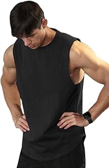 Men's Athletic Tank Tops Vest Workout Bodybuilding Workout Gym Shirts Cotton Cut Out Sleeveless Muscle Tees