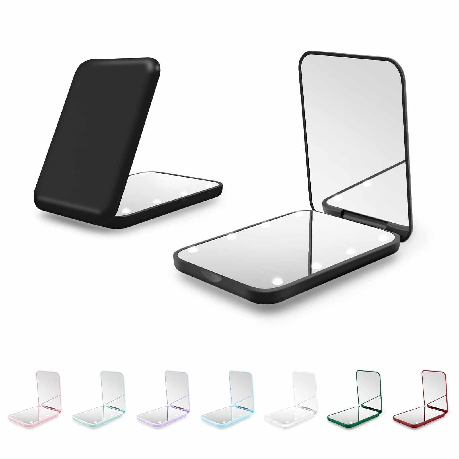 Compact Mirror, 1X/3X Magnification LED Pocket Mirror with Nternal BIattery, Mini Mirror for Purse, Pocket,Travel and Present (Black)