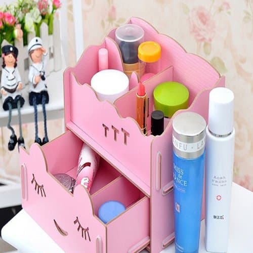 Wooden Makeup Organizer Desktop Storage Box Storage Container Cartoon