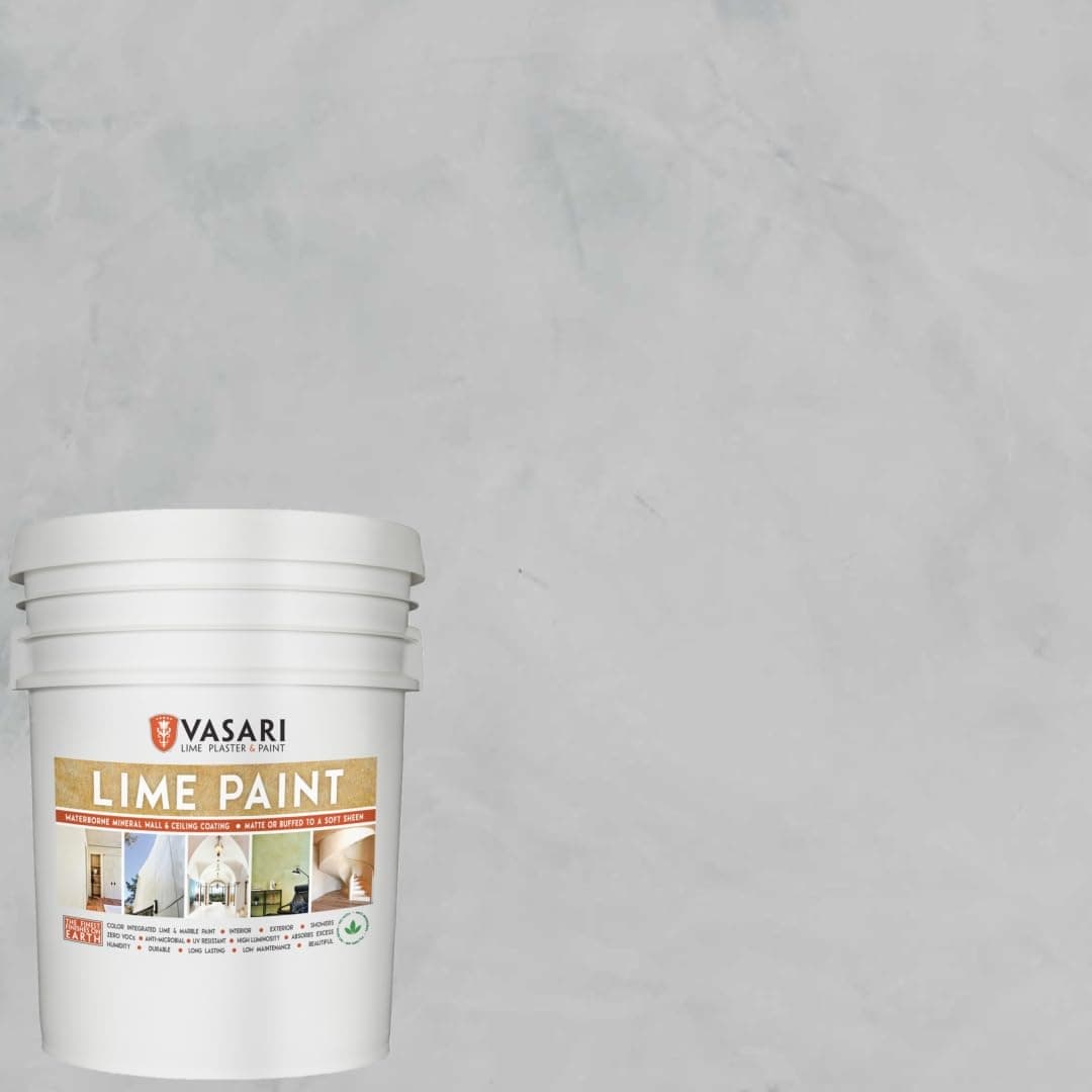 VASARI Lime Plaster & Paint | LIME PAINT | Made from Natural Lime and Powdered Marble | color: Cement Grey #21 | size: 5 Gallon