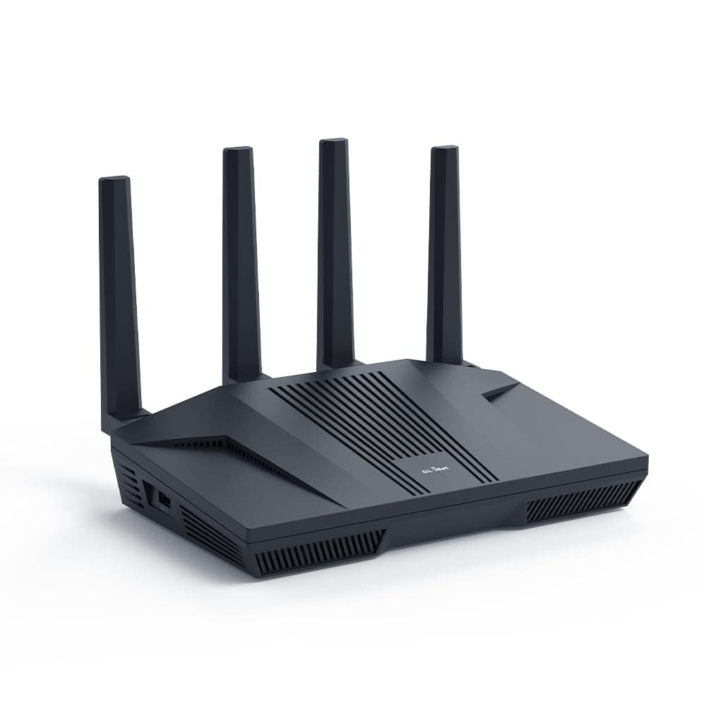 GL.iNet GL-MT6000 (Flint 2) WiFi 6 High Speed Gaming Routers for Wireless Internet, 2 x 2.5G Ethernet Ports for Fiber Optic Modem, Long Range Computer VPN WiFi Router, Home & Business
