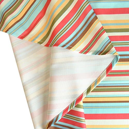 DII Summer Stripe Outdoor Zippered Tabletop Collection, Multi-use, Machine Washable, Tablecloth, 60" Round, Sunset